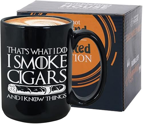 Taza de cigarrillos con texto en inglés "That's What I Do I Smoke Cigars", taza de cigarrillos de 15 onzas, decoración de regalo para hombre, padre,