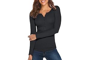 Women's Henley Shirts Long Sleeve V Neck Ribbed Elena Gilbert Style Clothes Aesthetic