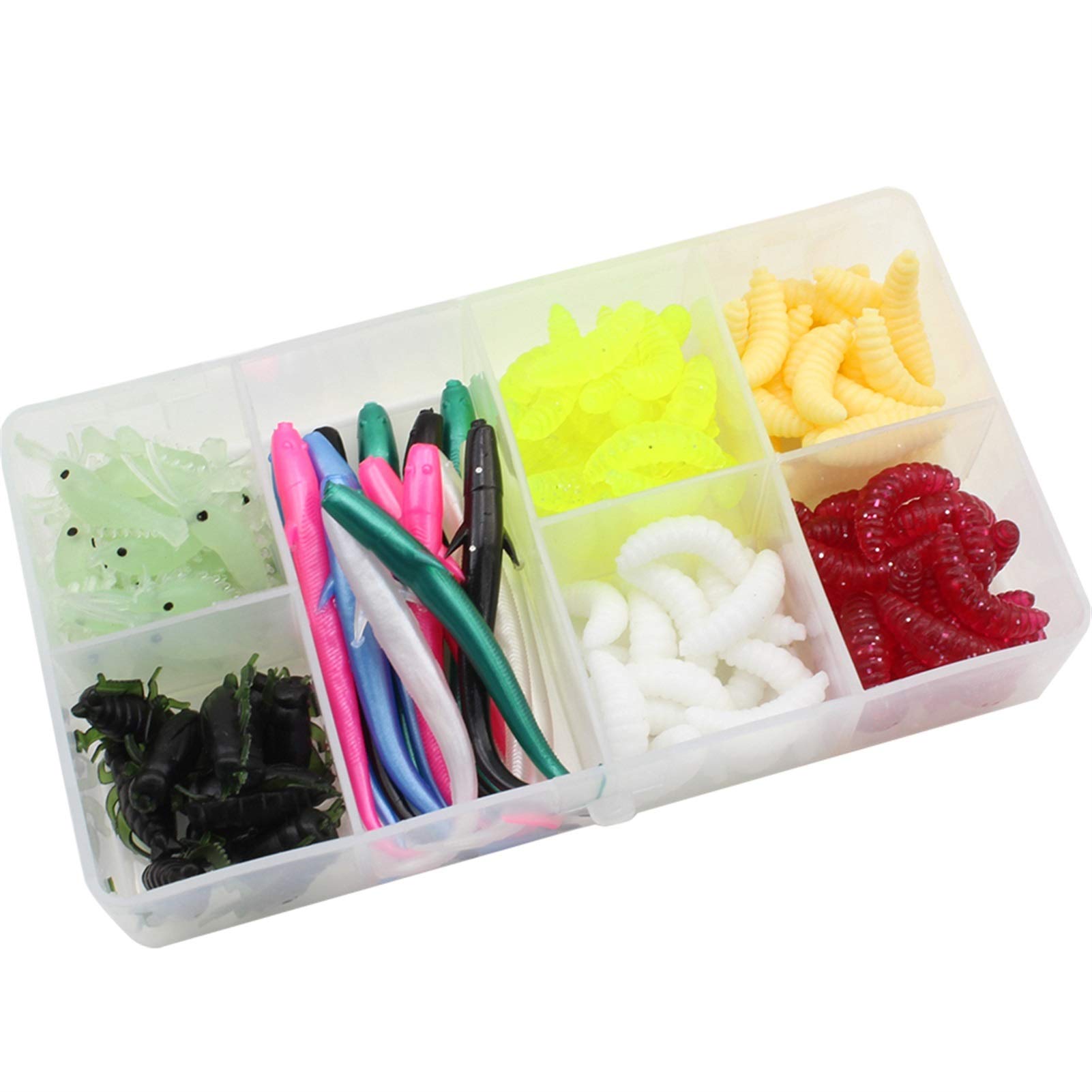 ZYDYG 125pcs/box Beginner Fishing Bait Set, Silicone Soft Bait Set, Freshwater And Seawater Bait Fishing Tackle, Bass Fishing Tackle Box ZYDYG (Color : Multi-colored)