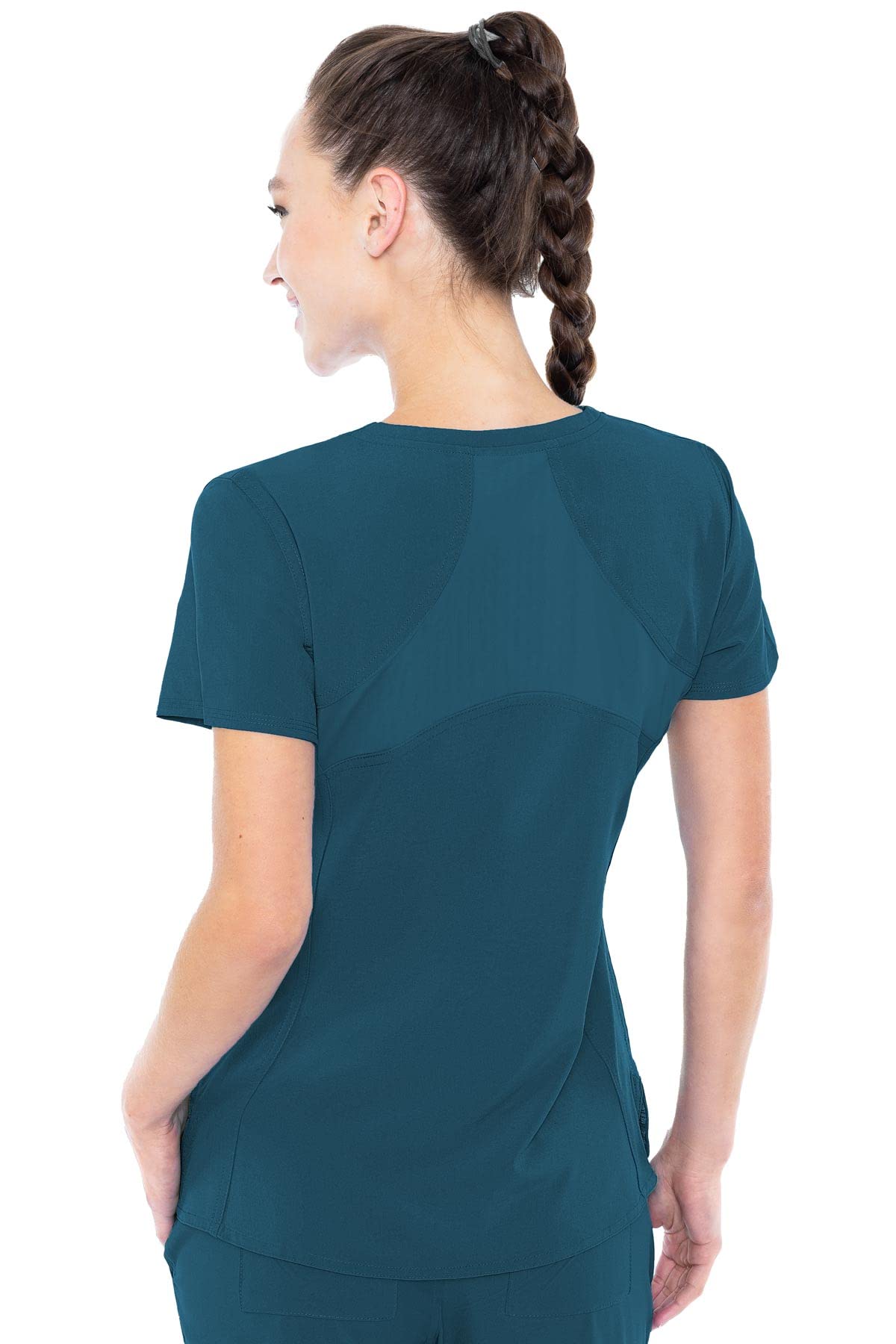 Med Couture Energy Women's Racerback Shirttail Scrub Top Caribbean XL