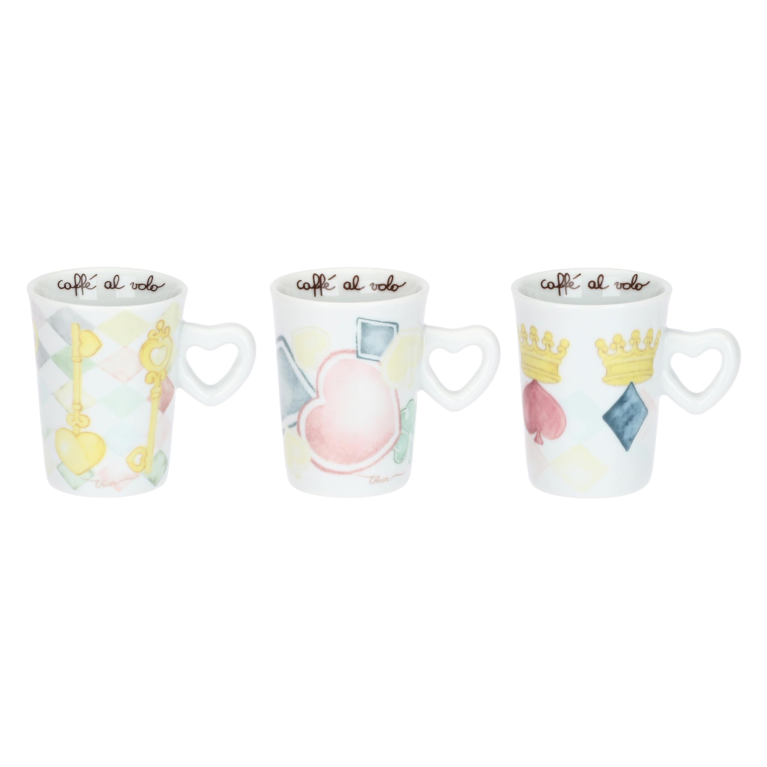 THUN Set 6 Tazzine Espresso con Piattini in Porcellana, Collezione Incanto di Primavera, 7,5x6 cm