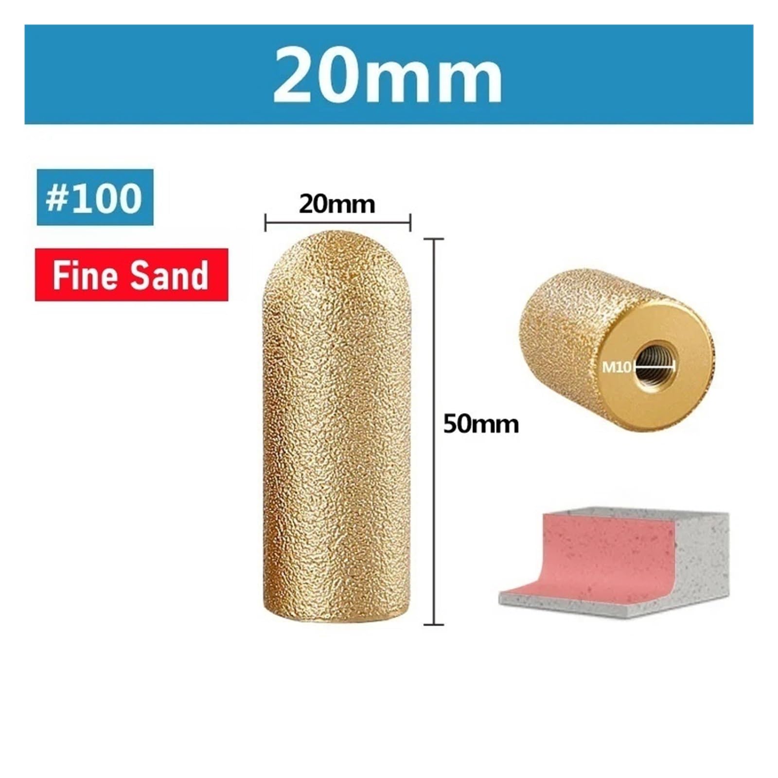 Diamentowa ściernica palcowa 1 szt, lutowana tarcza szlifierska Frez Głowica przycinająca(20mm-100 Grit)