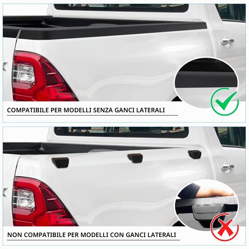 Kit de Protección de 3 Piezas para Toyota Hilux 2021-2026 (Invincible GR Sport) Doble Cabina, Protector de Portón Trasero con Recorte para Maneta y Rieles Laterales LLDPE - Negro Mate (Caja Abierta)