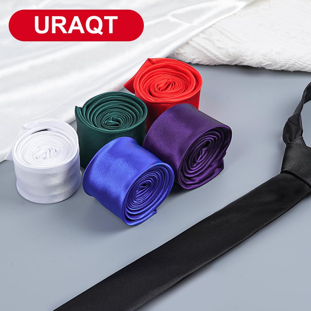 URAQT Krawaty męskie, 5 cm wąskie krawaty, jednolity kolor, klasyczne formalne krawaty, akcesoria odzieżowe prezent, modne męskie krawaty na ślub, imprezę, biznes biznesowy