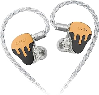 BASN BmasterX 6 Drivers Hybrid in-Ear Monitors with Noise Isolation for Musicians, Stage & Studio, Professional HiFi IEMs, Detachable 4-core OFC Silver-Plated Cable & Shockproof Case (Orange-Black)
