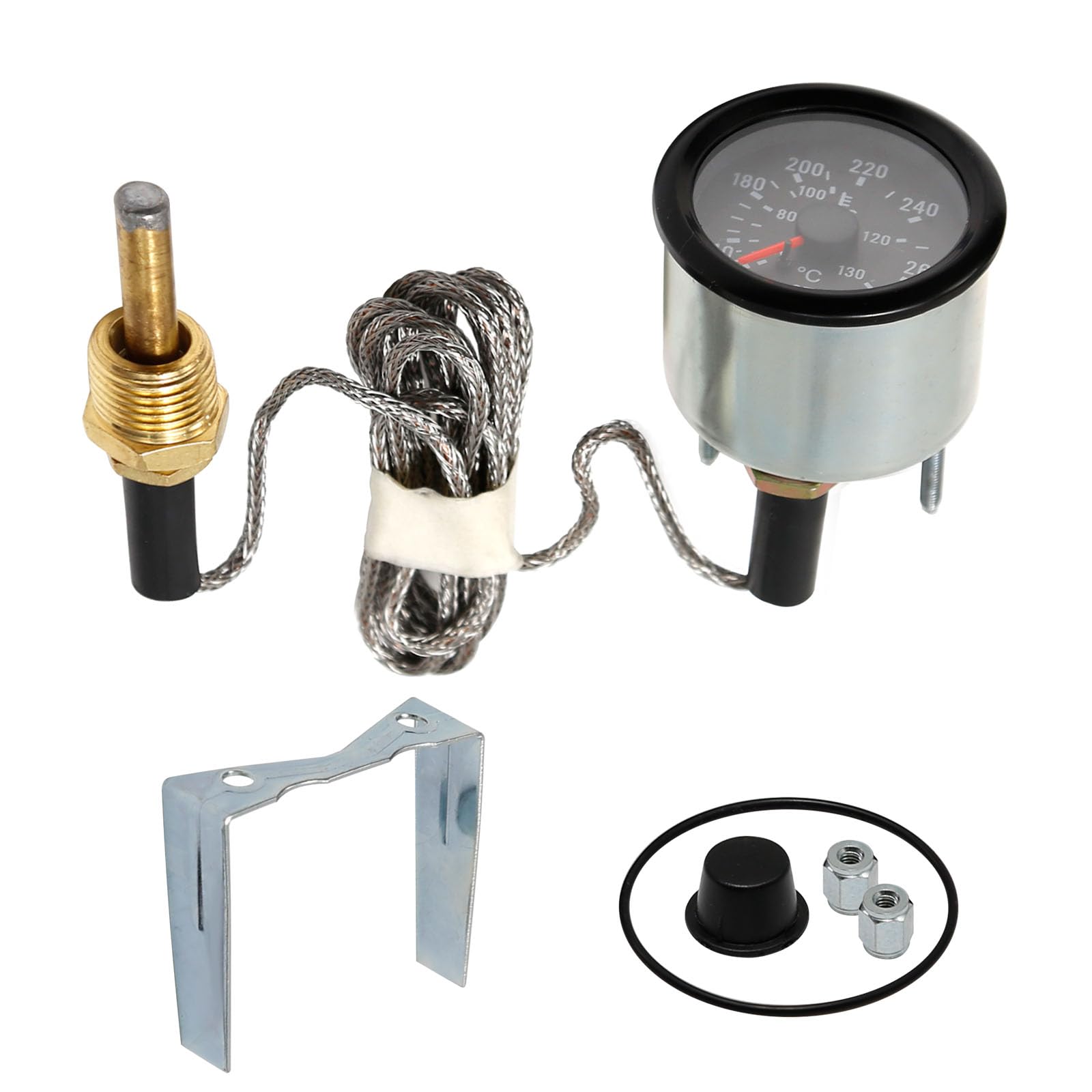 2" (5.2cm) Mechanical Water Temperature Gauge Water Temperature 12V Temperature Gauge Yellow Light Automotive Gauge with Sensor NPT1/2 Reading Range: 40-130℃ / 110-265℉-image-22