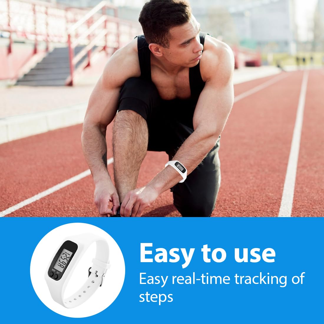 1 Pièce Montre Podometre non Connectée,Silicone Podomètre Montre, Podomètres de Sport et de Fitness,Unisexe (Blanc)