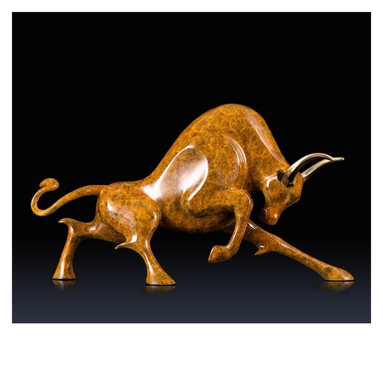 ZZlei2yu-12 Home Decor Ornament Copper Entrance Ornaments Zodiac Cattle Ornaments Home Crafts Living Room Office to Attract Wealth Decorations Colorful Ornament(Yellow)