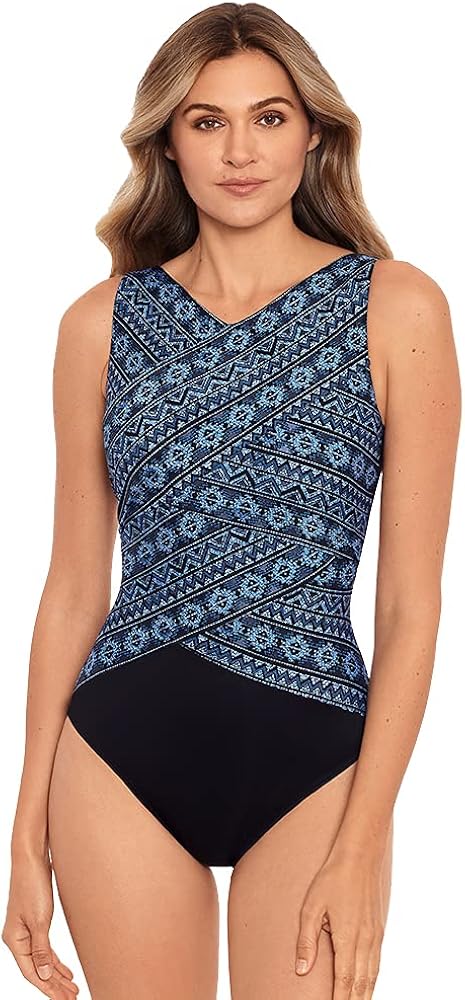 Miraclesuit Women's Swimwear Paillette Brio Underwire Bra Tummy Control One Piece Swimsuit