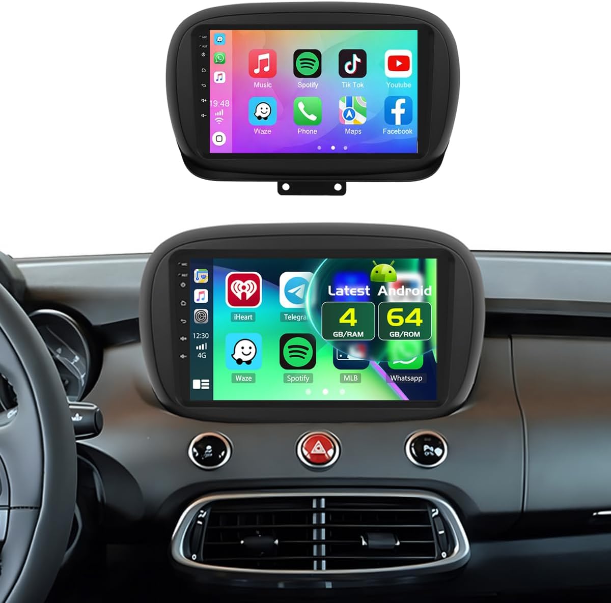 4 + 64 GB 9 Inch Car Radio for Fiat 500X 2014-2020