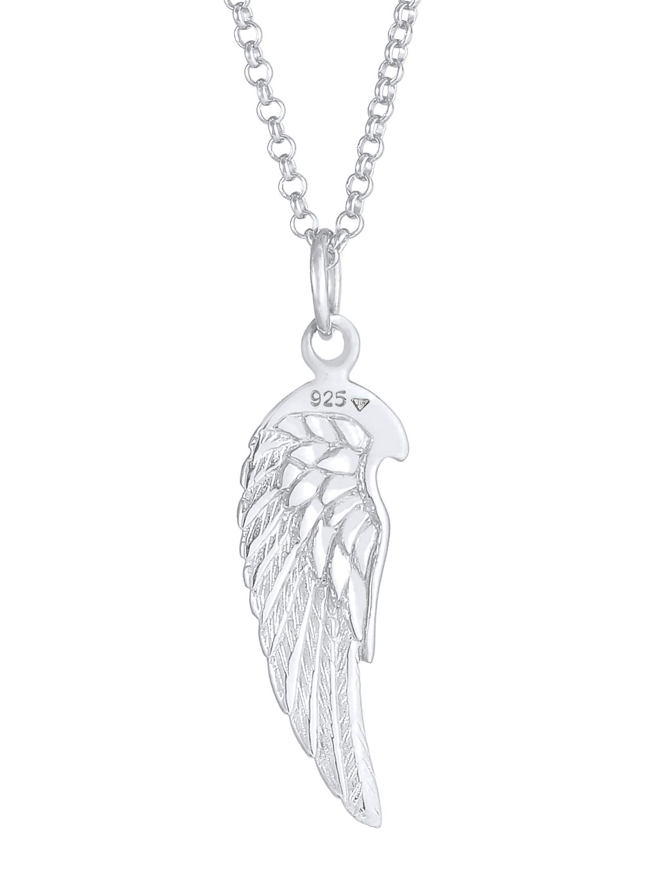 Kuzzoi uzzoi Collar de plata de ley 925 para hombre con colgante de ala (24 mm), collar para hombre de plata de ley 925, cadena de moda con alas de ángel de pluma,