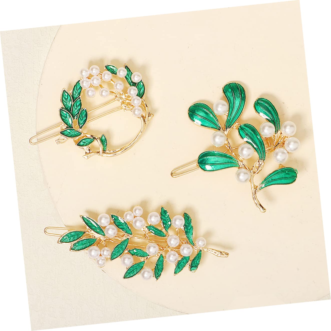 minkissy 15pezzi Fermagli Per Eleganti Con Design Foglia e Perla Di Clip Lega Per Accessori Moda Da Donna e Ragazze Per Occasioni Speciali e Uso Quotidiano