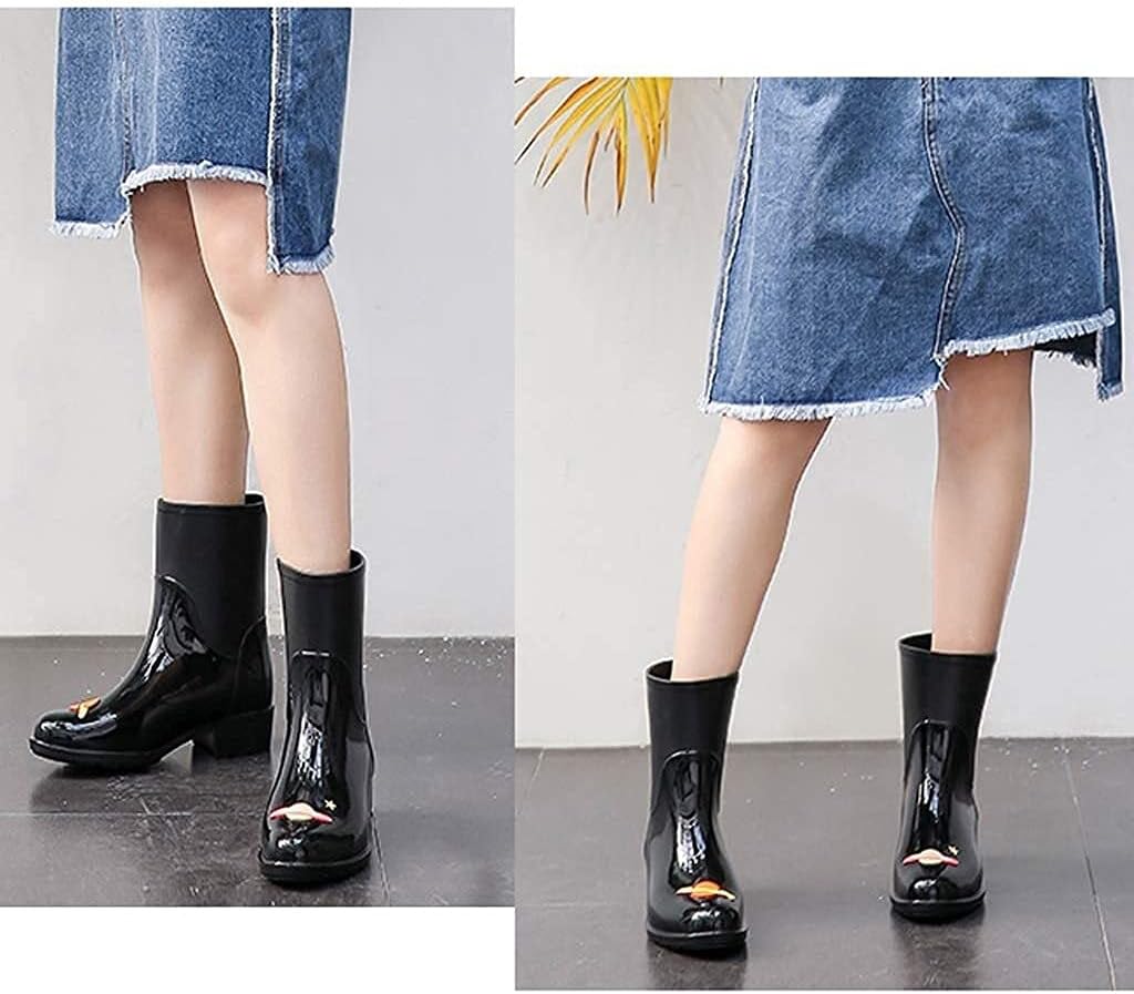 rain Boots Women's Short Rain Boots Fashion Collage Pattern Design Waterproof Non-Slip Rain Boots Antiskid rain Boots (Color : Gray Size : 36 EU)
