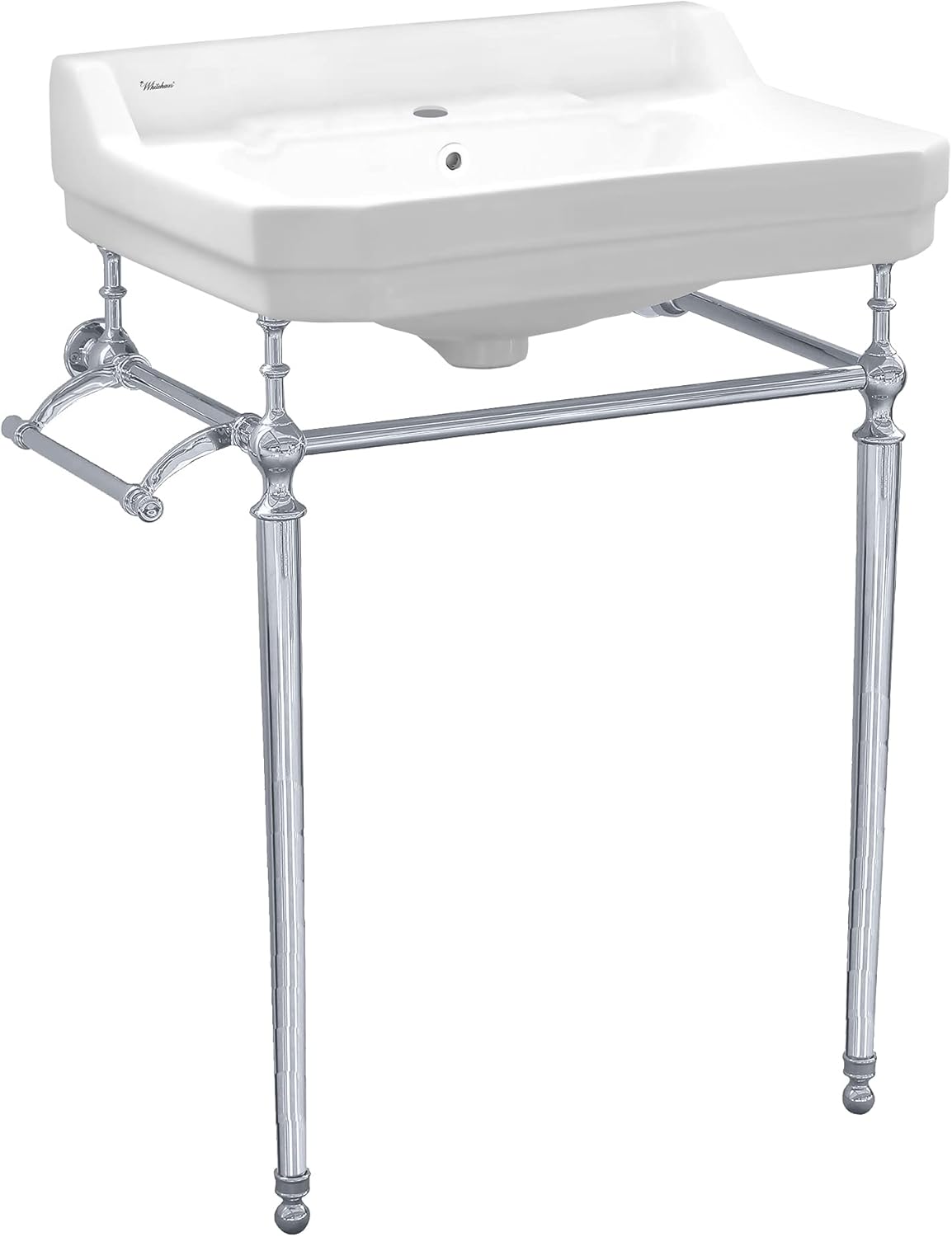Whitehaus Collection WHV024-L33-1H-C Console Sink, White/Polished Chrome