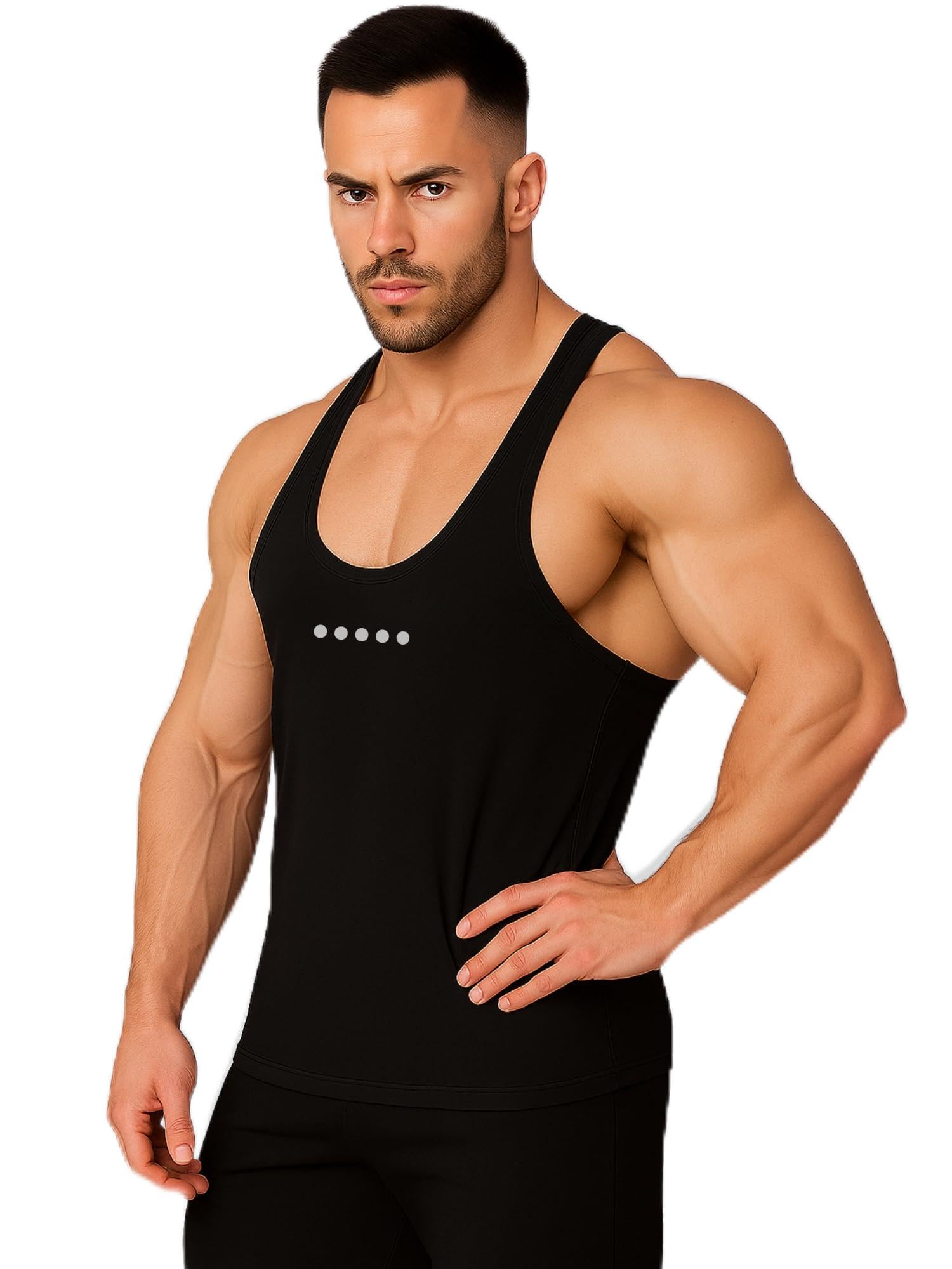 3colors Men’s Gym Vest Sleeveless Racerback – Muscle Fit Sports Tank Top for Workout, Training & Bodybuilding-RB Cut Power UP-picture-52