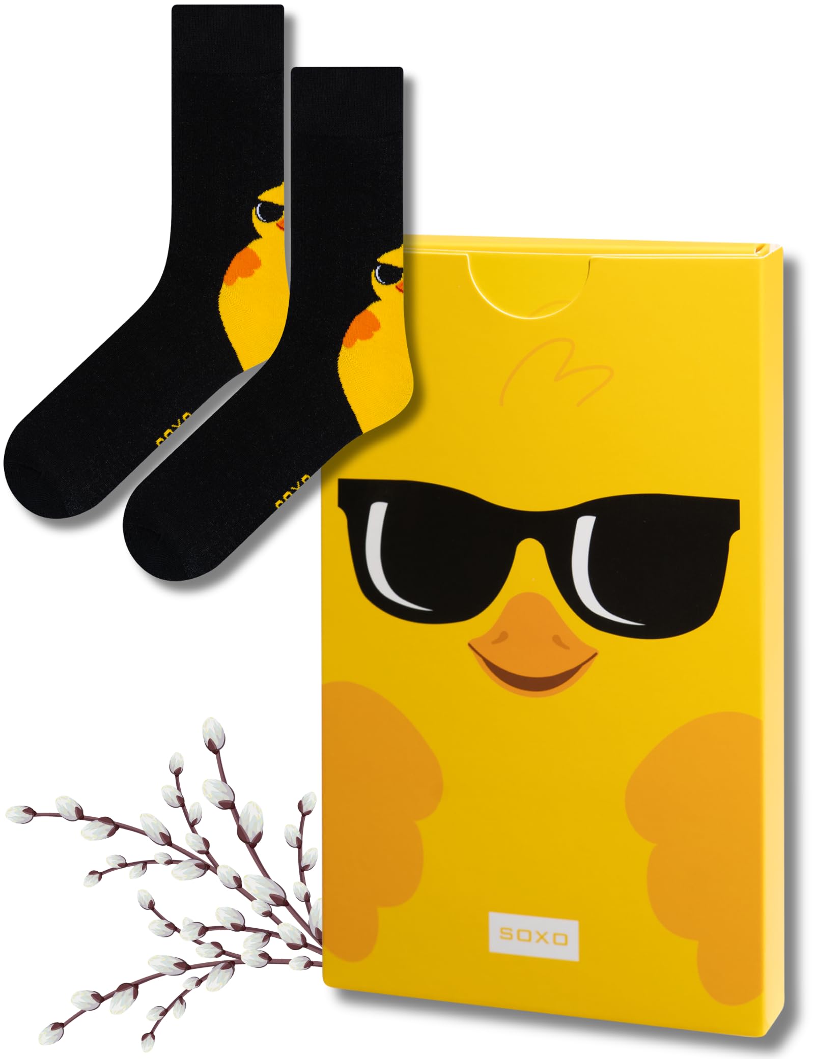 soxo Easter Men’s Socks 1 Pair Funny Cotton Socks (Size 6.5-10.6) Chicken Easter Gift Idea for Men