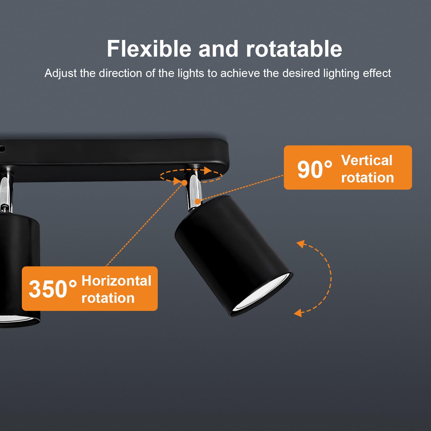 Faretti LED Soffitto Orientabili GU10, 5W Faretti Soffitto 4 Luce, Bianco Caldo 3000K Lampadario Faretti Nero, Lampada Faretti Soffitto per Soggiorno Camera da Letto Corridoio