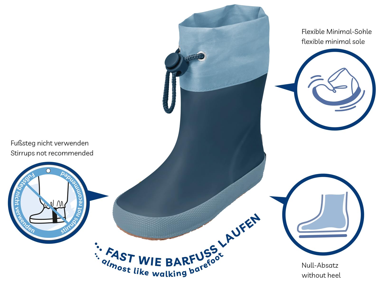 Playshoes Barfuß Regenstiefel, Stivali in Gomma Unisex-Bambini e Ragazzi