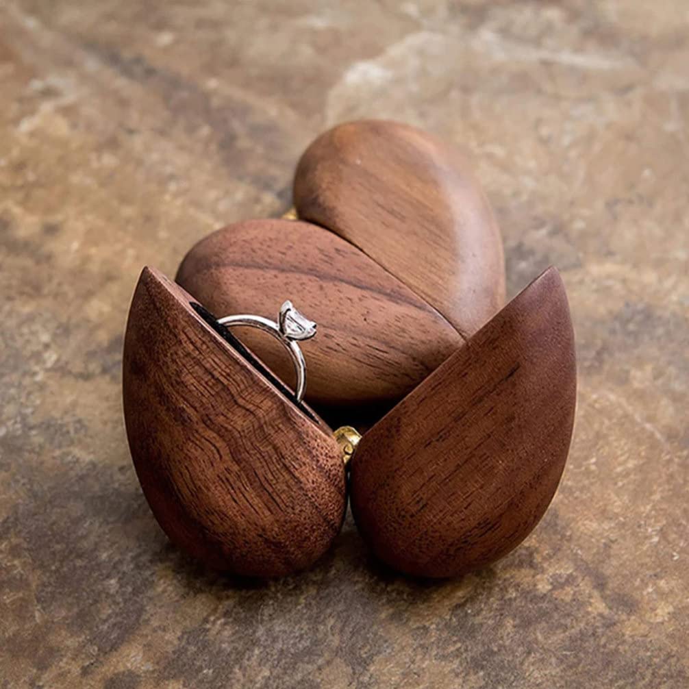Regalos conmemorativos Regalos para Hombres Caja de Madera para Anillos Estuche para Anillos con Forma de corazón Organizador de Joyas para Ceremonia de Boda Propuesta Compromiso Regalos