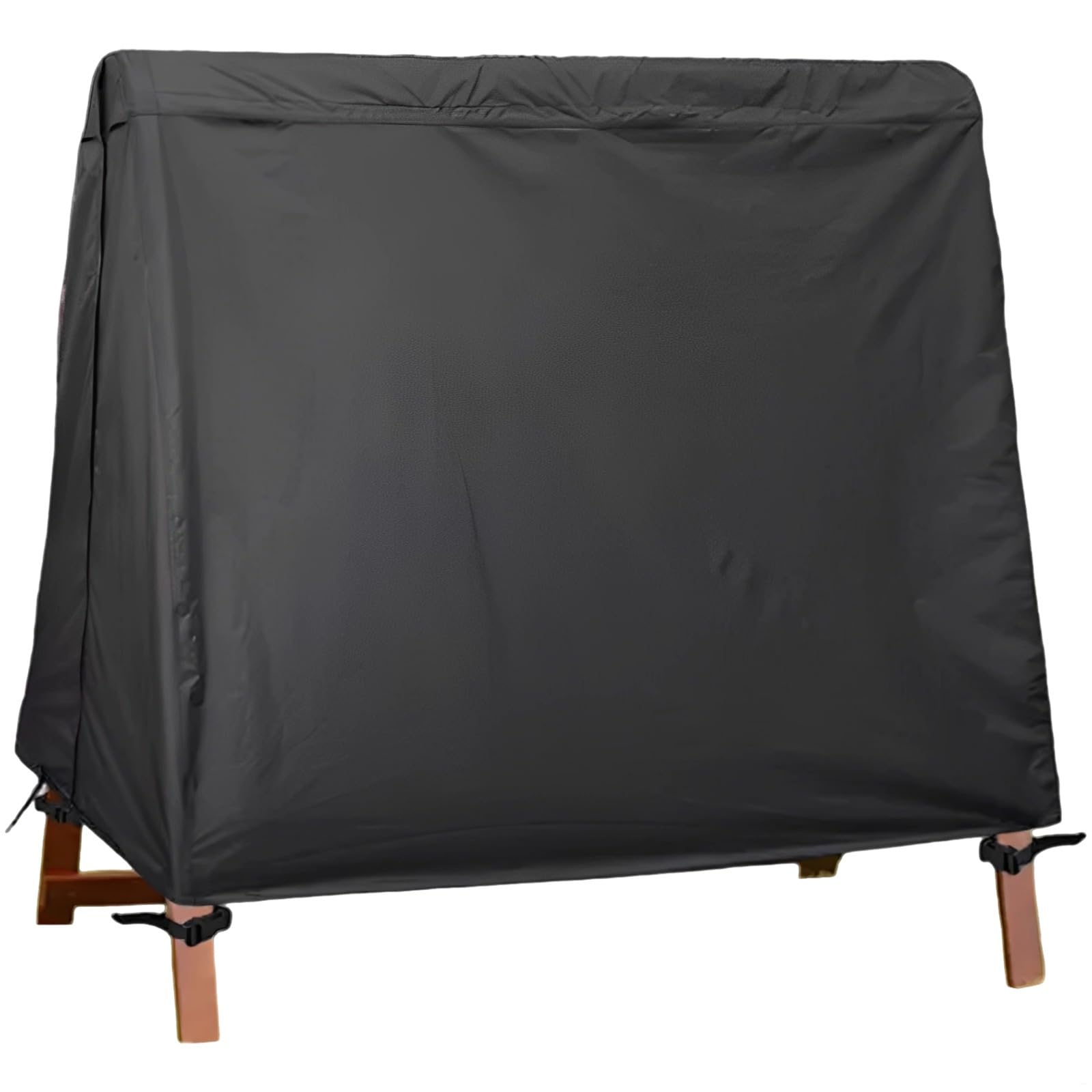 A-Rahmen, Hollywoodschaukel, 3-Sitzer, wasserdicht, schwarz, 420D Polyester, mit Schnallen und Reißverschlüssen