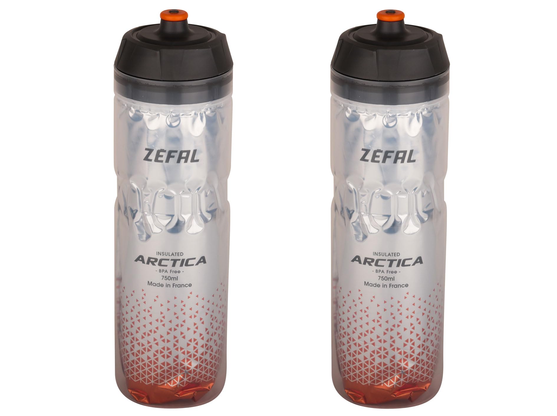 ZEFAL Arctica 75 Pack of Two 750 ml Bicycle Bottles, Isothermal, Odourless and Waterproof, Sports Bottle BPA Free – Silver/Orange