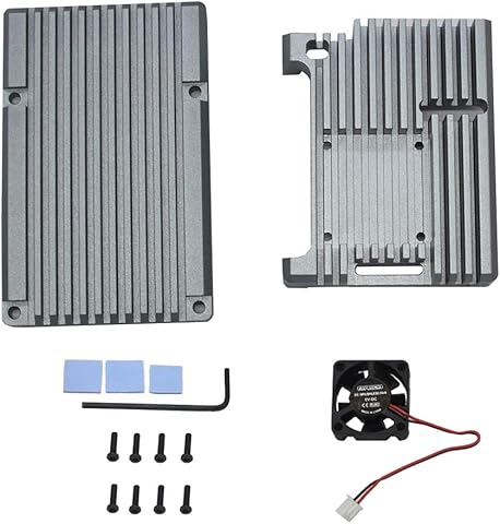 Wivarra para Raspberry Pi 4 Caja de AleacióN de Aluminio Caja de Cubierta Protectora CNC con Ventilador de Enfriamiento para RPI 4 Modelo B (Gris) Informática,Componentes,Dispositivos externos,Cajas de ordenador de sobremesa