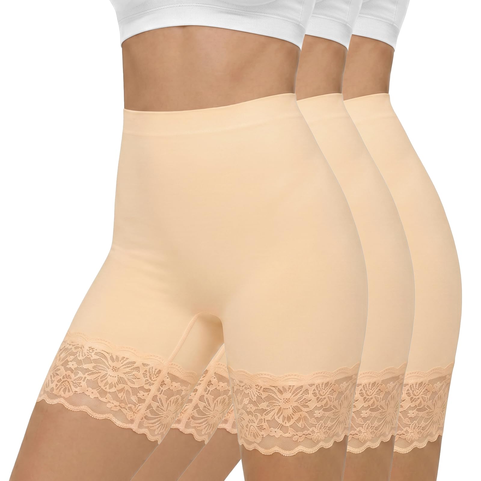 ZENUTA 3pcs Lace Slip Shorts for Under Dresses Women, Anti Chafing Shorts Women, Bloomers Boyshorts Panties Lace leggings