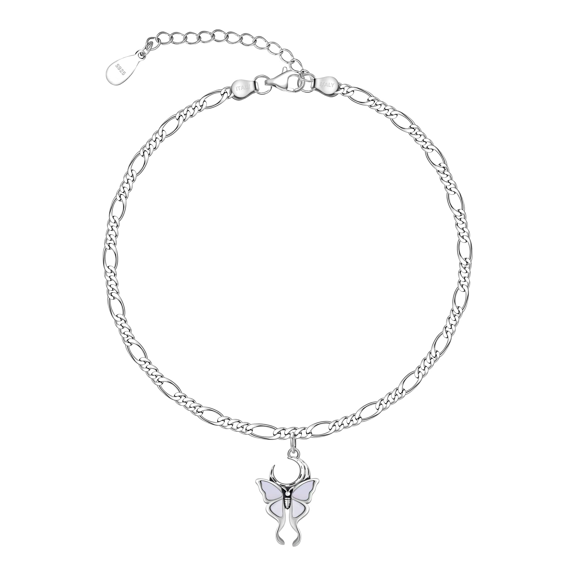 CHIC &amp; ARTSY 925 Sterling Silver Ankle Bracelets for Women, Adjustable Layered Foot Chains with Nature &amp; Symbol Charms, Lightweight Comfort Fit Boho Beach Everyday Jewelry