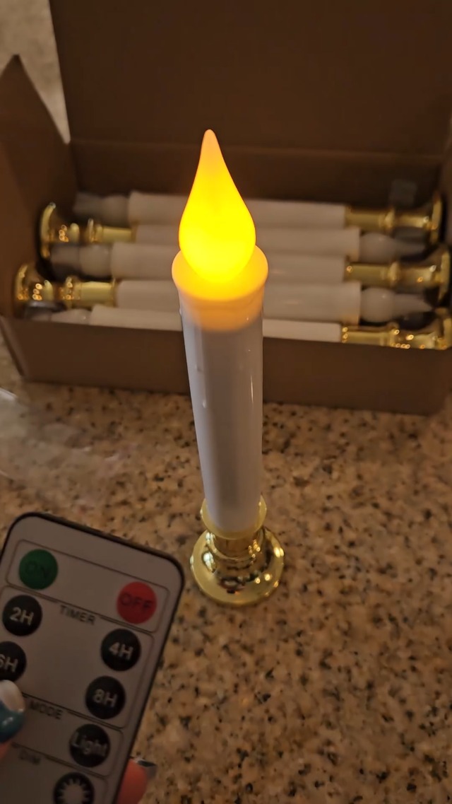 Image of Flameless Taper Candles with Suction Cups, 9.3in, Gold, 6pcs