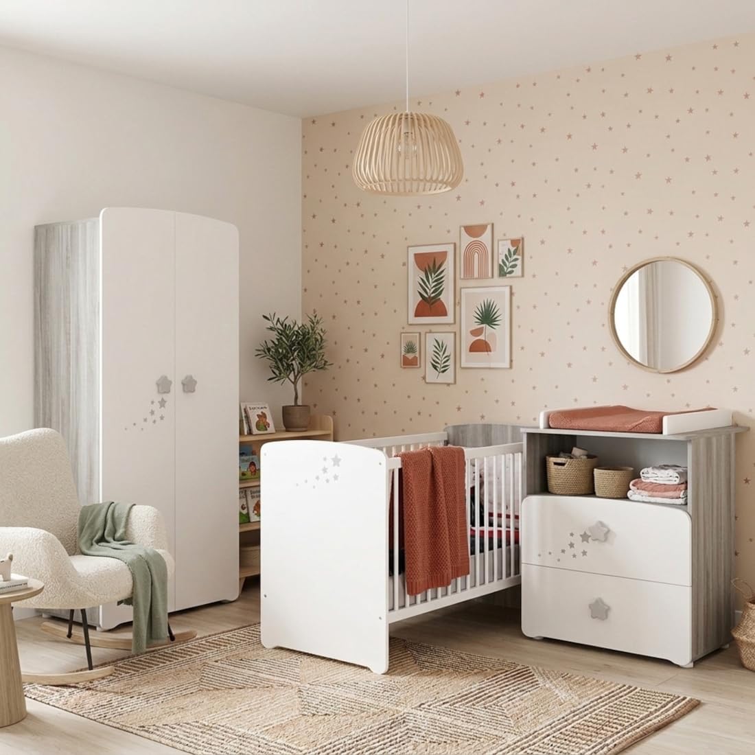 BabyPrice Armadio a 2 ante per bambini 175x85x56 cm legno bianco