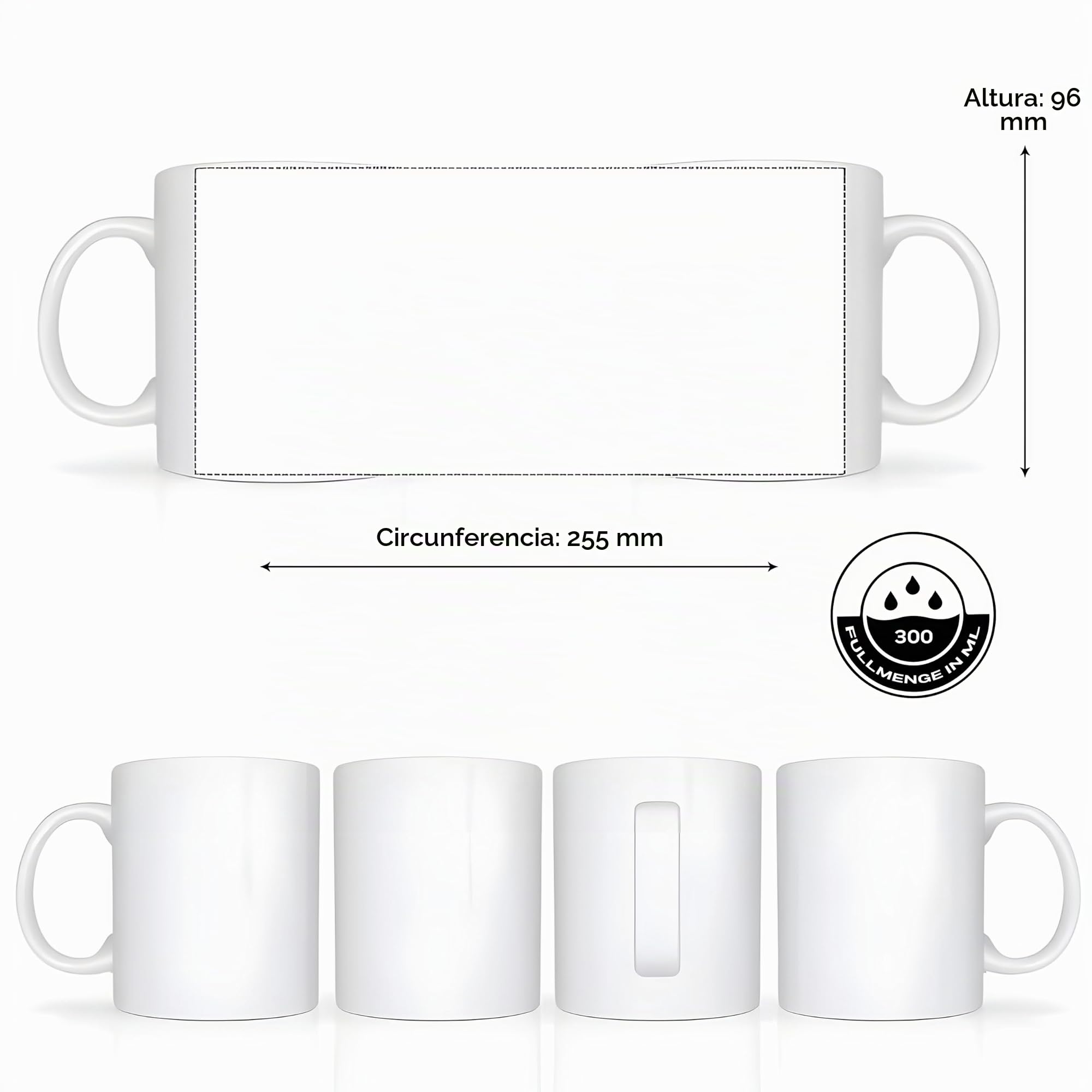 Acen Merchandise Tazas de sublimación sin impresión de | Cerámicas inzeln o en juego | Vasos de sublimación (8 unidades, interior y asa verde claro)