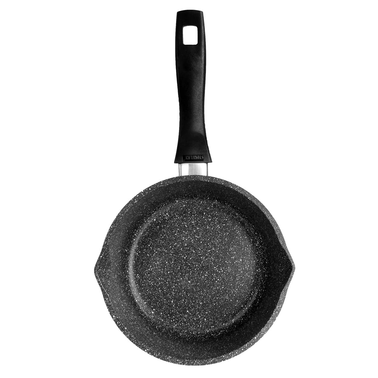 STONELINE Pentola con Manico e 2 Beccucci, Ghisa, Diametro 18 cm, Coperchio in Vetro, Rivestimento Antiaderente