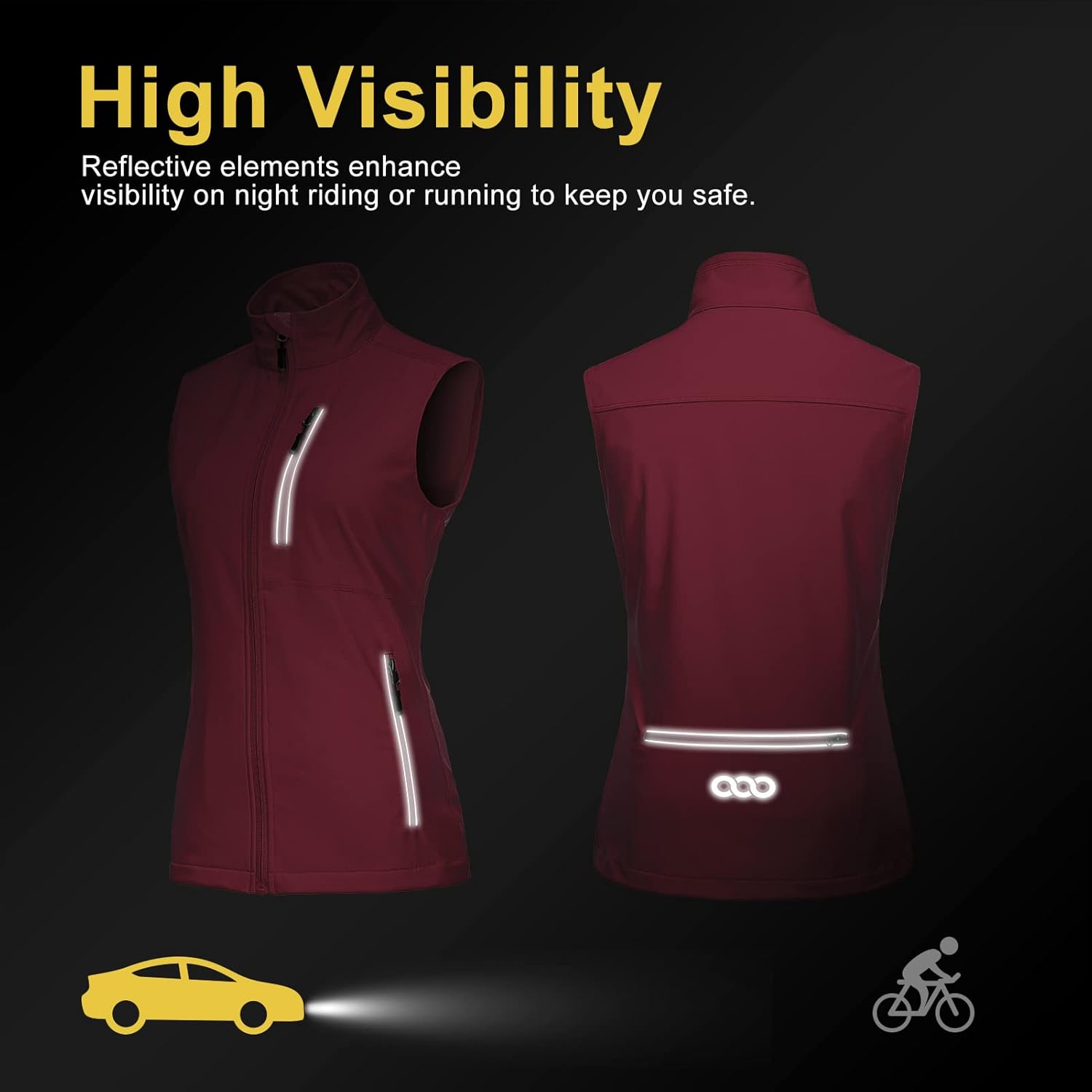 33,000ft Women's Lightweight Running Vest Outerwear with Pockets, Windproof Sleeveless Jacket for Golf Hiking Travel - Image 4