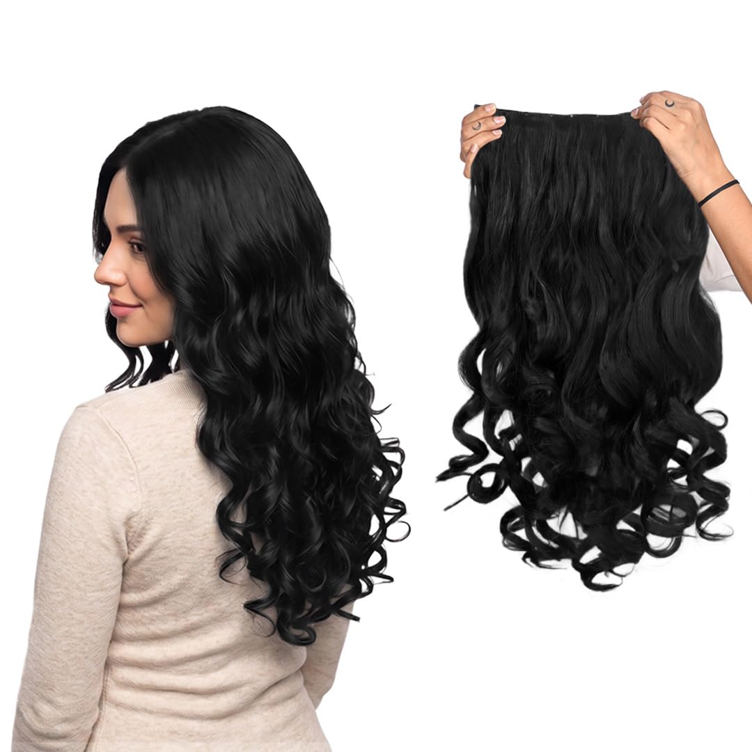 El Cabell Women's Full Head Hair Extension Wig | Synthetic Natural Wavy Brown Hair Piece with 5 Secure Clips | Lightweight, Soft, Fluffy, Tangle-Resistant Hair Topper for Daily Wear, Party & Cosplay-image-47