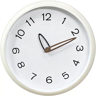 Modern Wall Clock,Battery Operated,Tempered Glass,12" Silent Clocks for Living Room,Bedroom,Kitchen,Bathroom - Stylish Home Decor Gift (Off White)