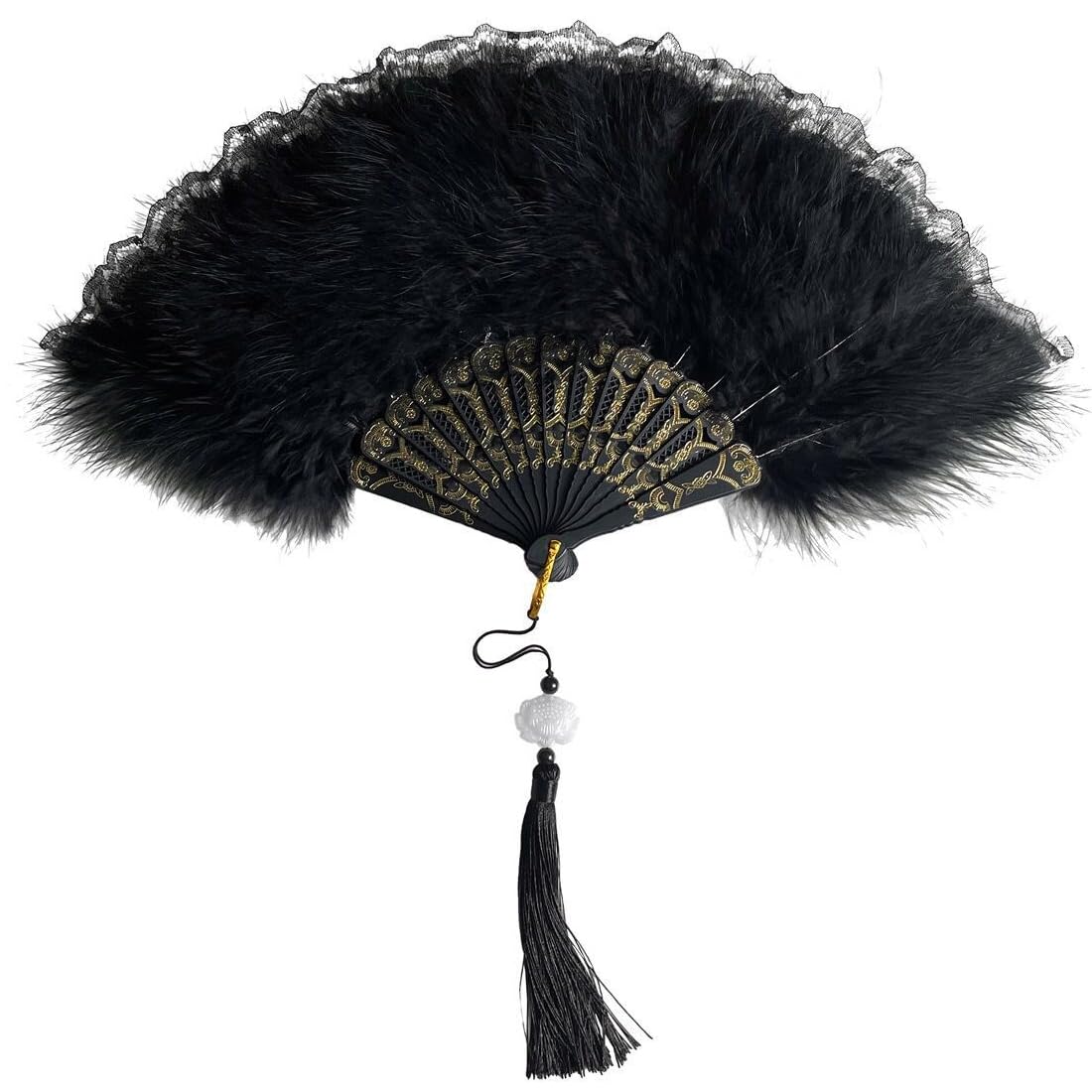 Coucoland 1920s Éventail Plume Paon Éventail à Main Pour Femme Éventail