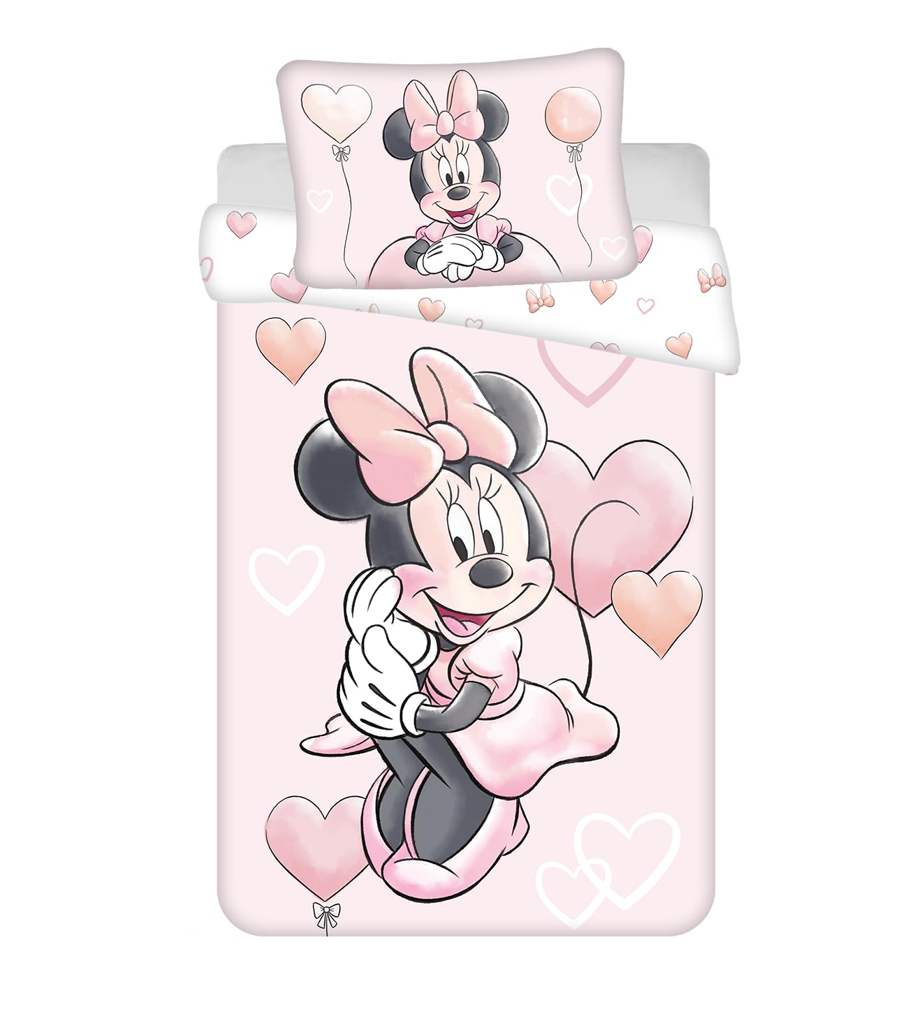Jerry Fabrics Multicoloured Minnie Balloon Bedding Set For Cot Or Junior Bed 100% Cotton Duvet Cover 100 X 135 Cm + Pillowcase