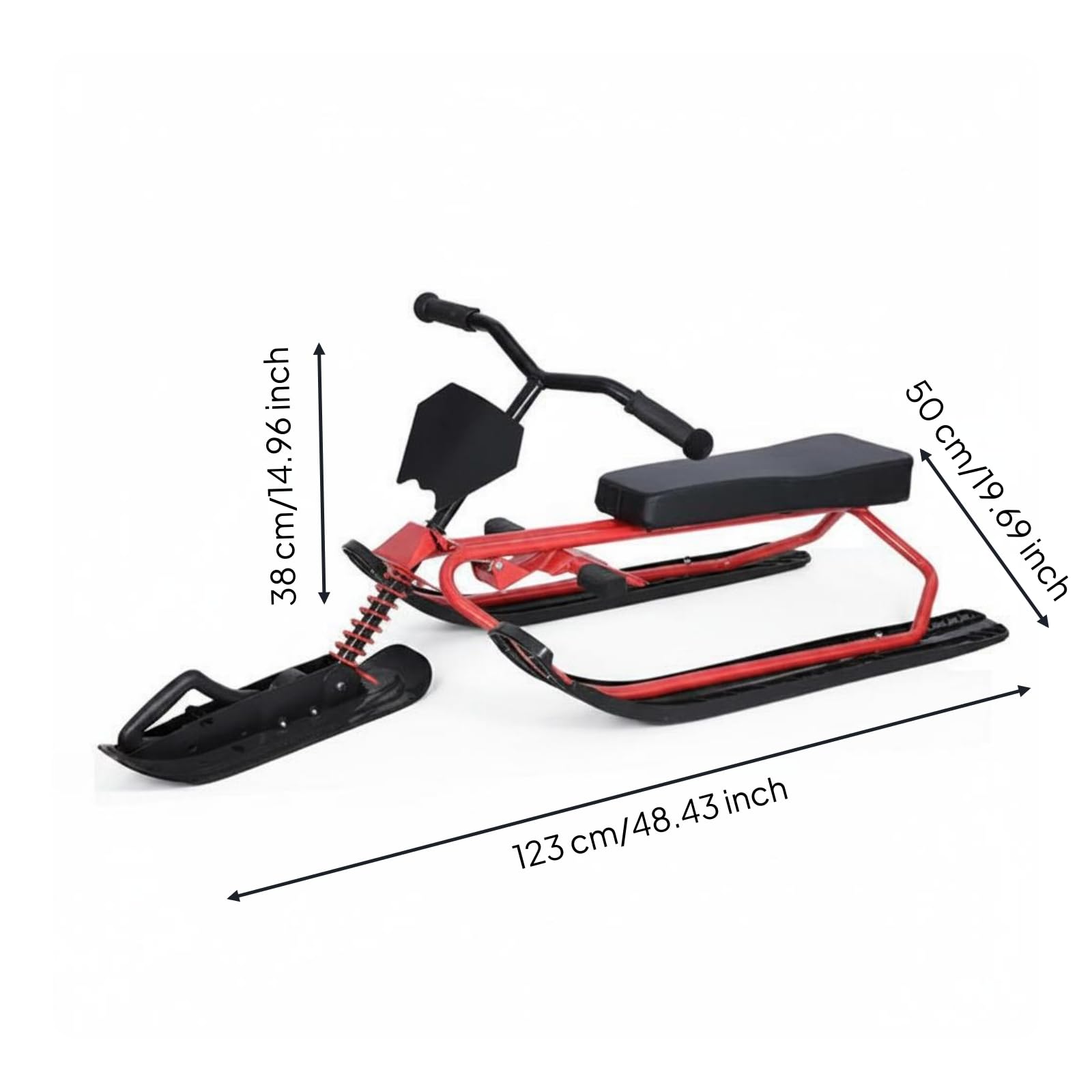Luge à Frein Multisurface Luge Neige Enfant Adulte Volant Flexible Traîneau de Neige avec Freins à Pied pour Adultes, Extérieur