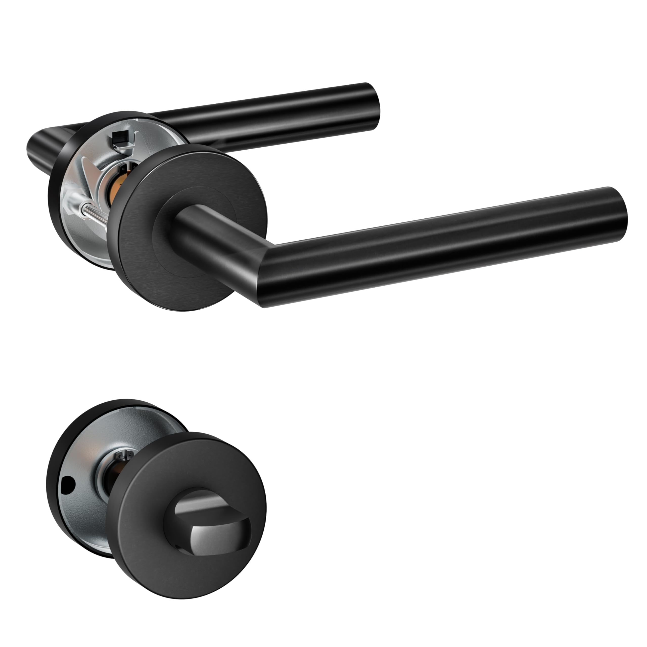 1 Pack of HENYIN Stainless Steel Door Lever Handle with Bathroom Knob,Mortise Door Lock Handle,Black Color (SO2-103BK-B)