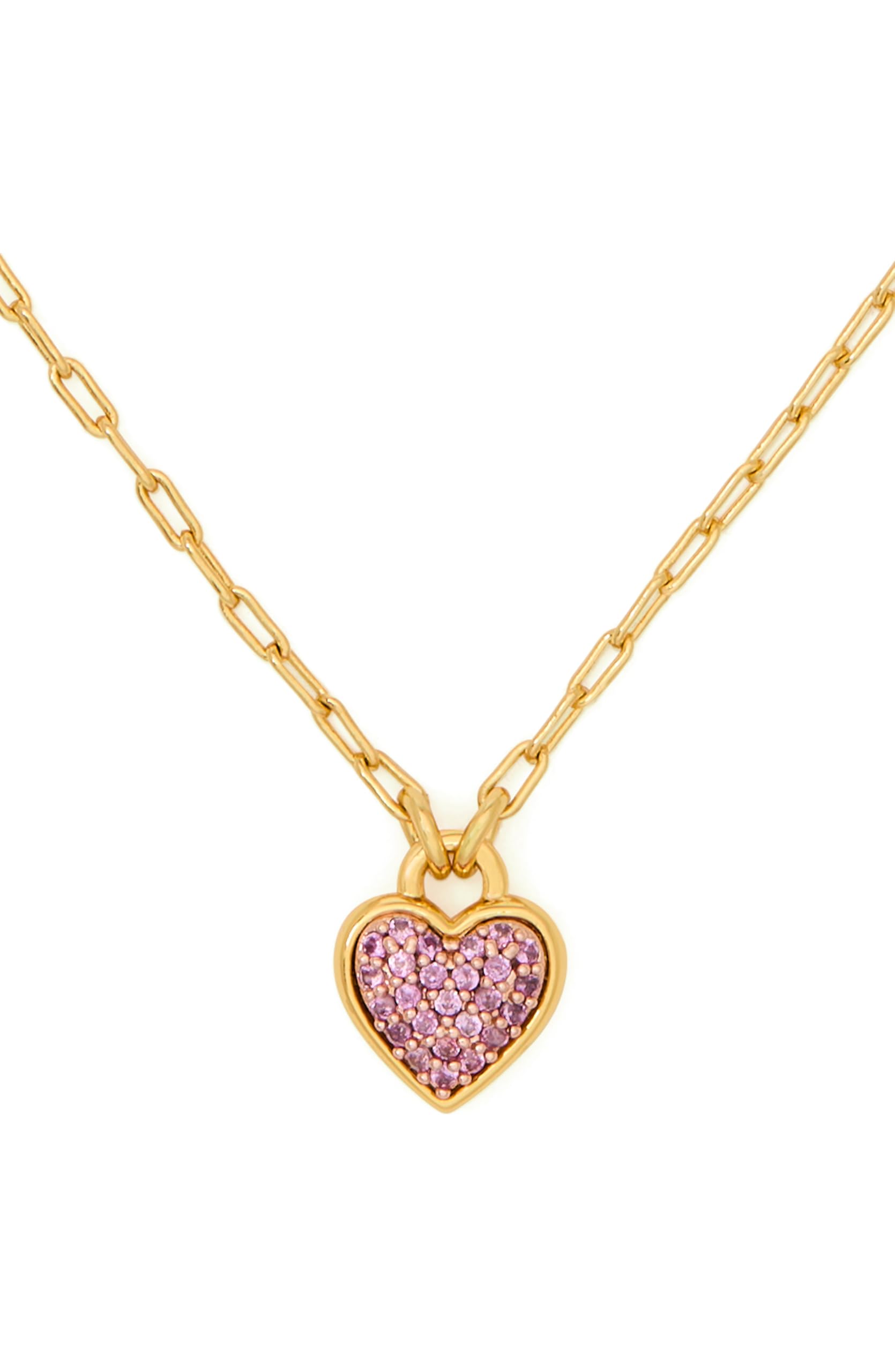 kate spade new yorkHeart Pave Pendant, Pink/Gold