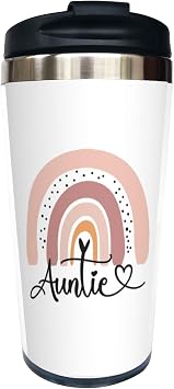 Auntie Travel Coffee Mug with Lid 13 Oz, Aunt Rainbow Stainless Steel Insulated Tumbler Cup - Perfect Mothers Day, Birthday & Christmas Gift for Women, Aunt, Auntie, Bestie, Sister, Friend