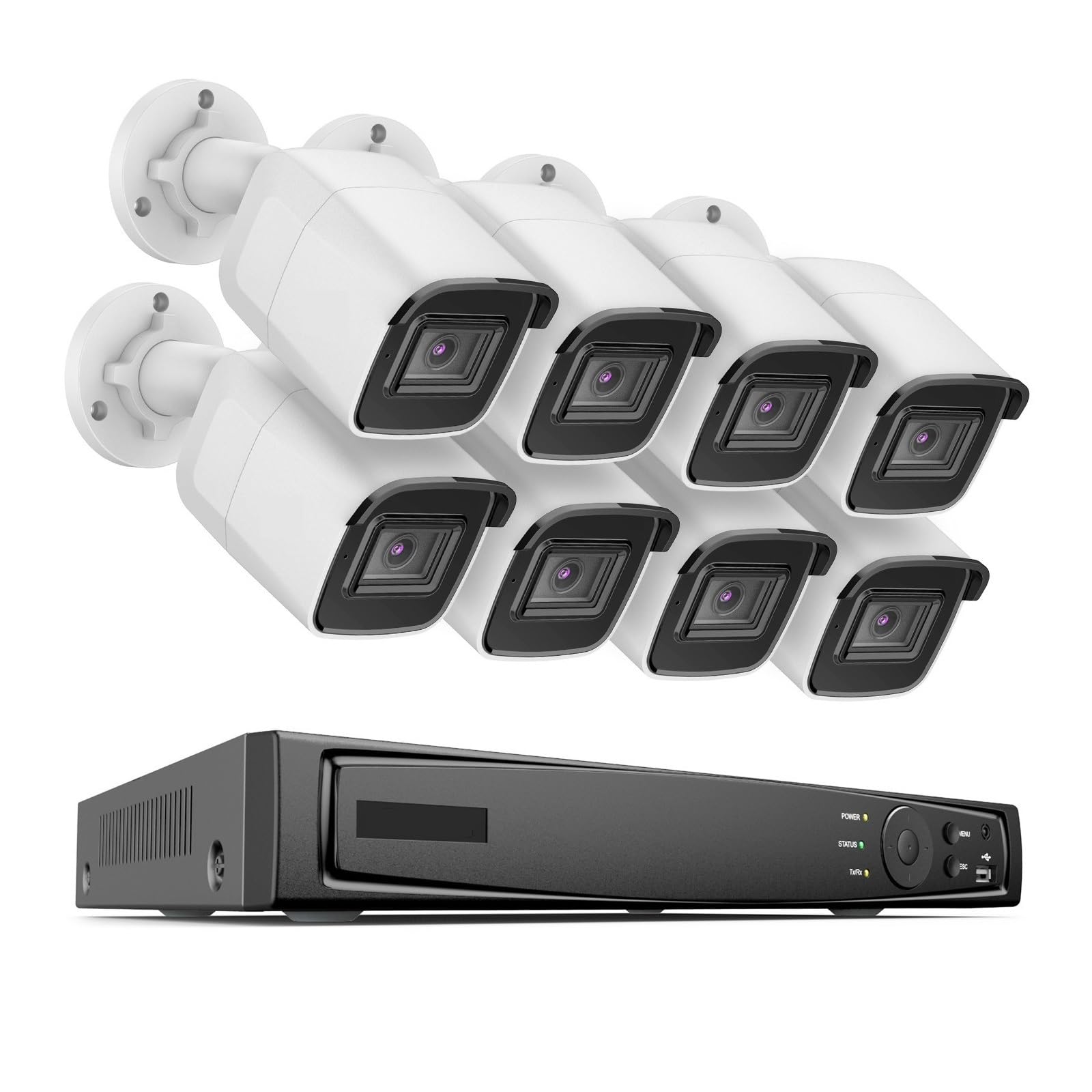 4K Ultra HD PoE Red Video Sistema De Seguridad Grabación De Audio Cámara IP 8MP NVR Grabadora Cámara De Vigilancia CCTV Kit FáCil De Instalar(1T,8PCS Cameras)