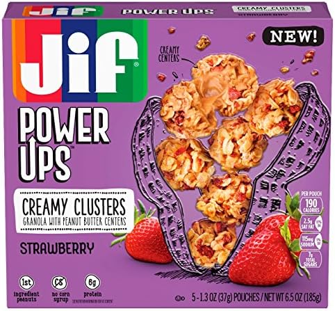 Jif Power Ups Chocolate Chip Flavored Creamy Clusters, Granola Clusters with Creamy Peanut Butter Center, 6.5 oz