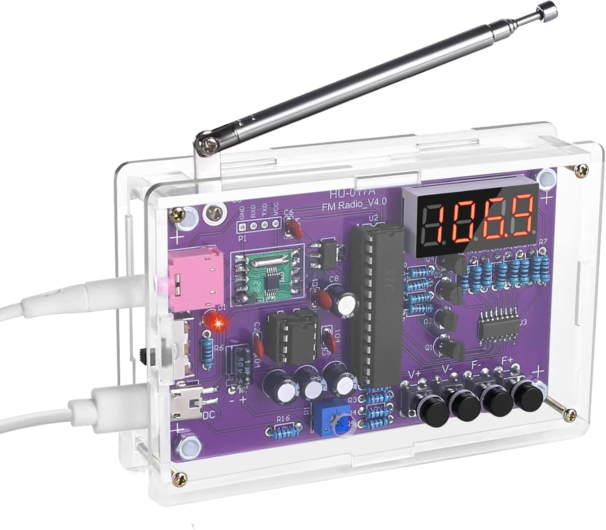 ICSTATION Soldering Project Radio, FM Radio Kit with 2 Power Supply Modes Soldering Practice Kit DIY Radio Kits FM 87-108MHz with Headphone Jack for Learning Teaching STEM Education