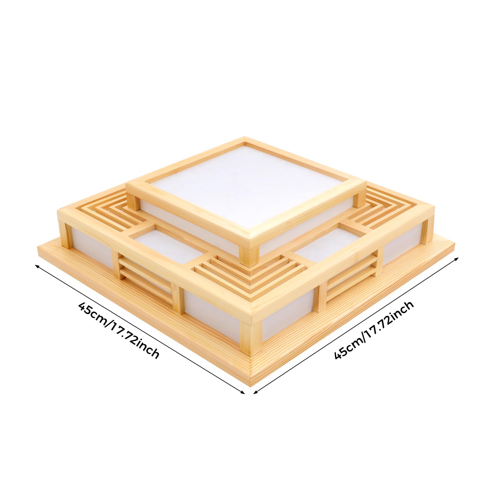 Plafón LED cuadrado, techo de madera, tres colores ajustables con mando a distancia, diseño japonés moderno, alcance del mando a distancia, aproximadamente 5 metros, sombra cerrada, para salón
