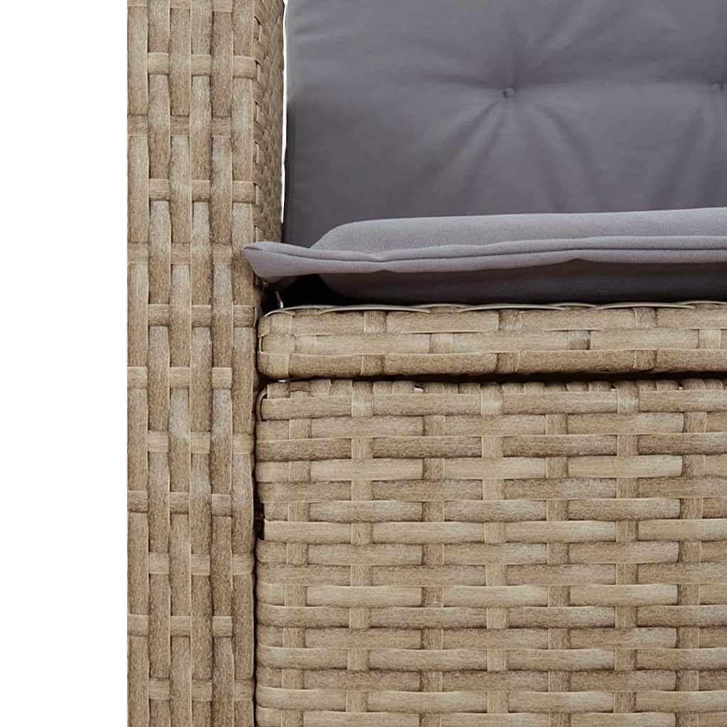 Hothingwell - Conjunto de jardín (5 piezas, ratán beige, mesa de vidrio templado) | Respaldo ajustable, cojines de goma extraíbles, lavable, resina trenzada duradera