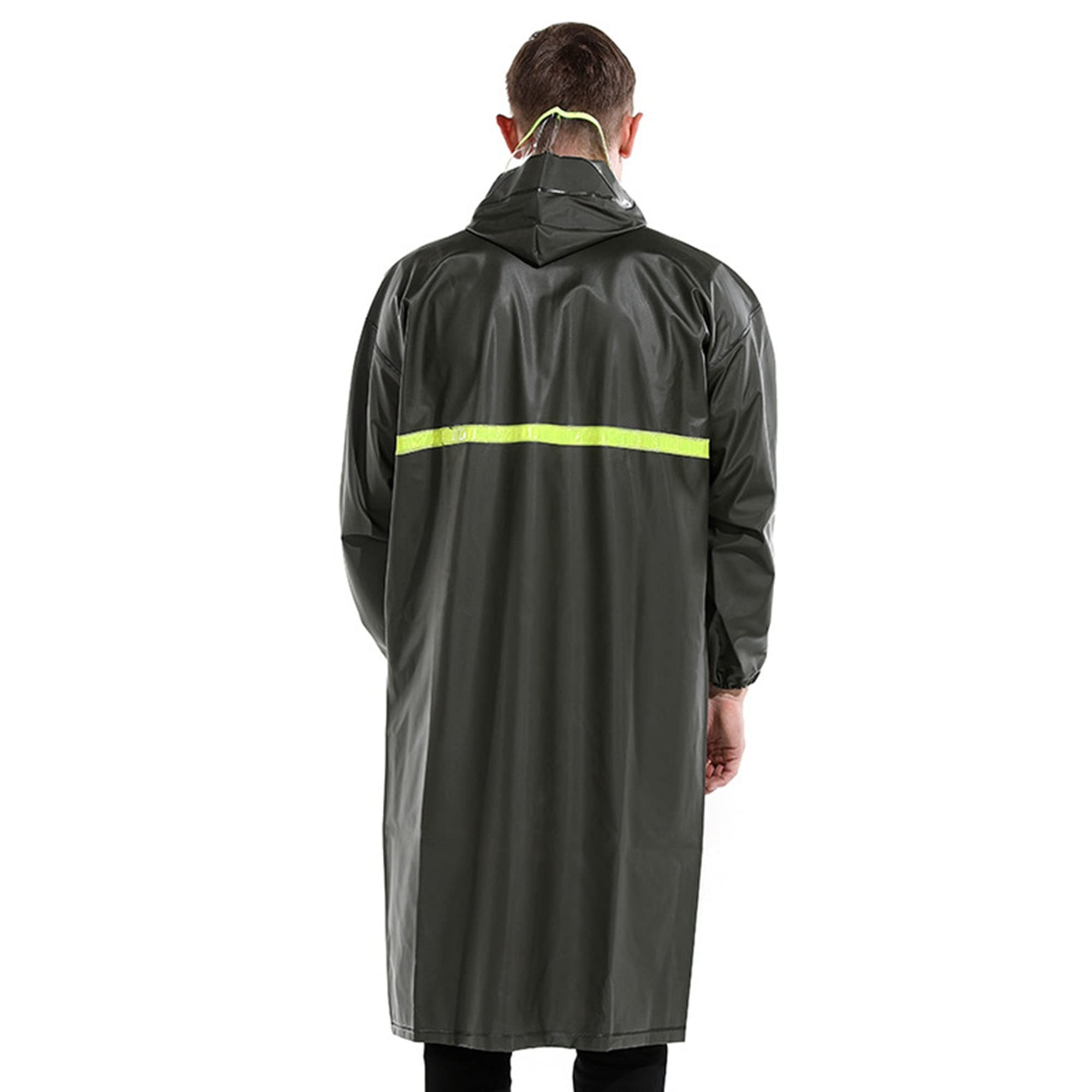 Poncho de Pluie à Capuche Aldult Cape de Pluie Imperméable Durable Rain Poncho avec Bandes Réfléchissantes pour Cyclisme Camping Randonnée Pêche (Color : Noir, Size : 4XL)