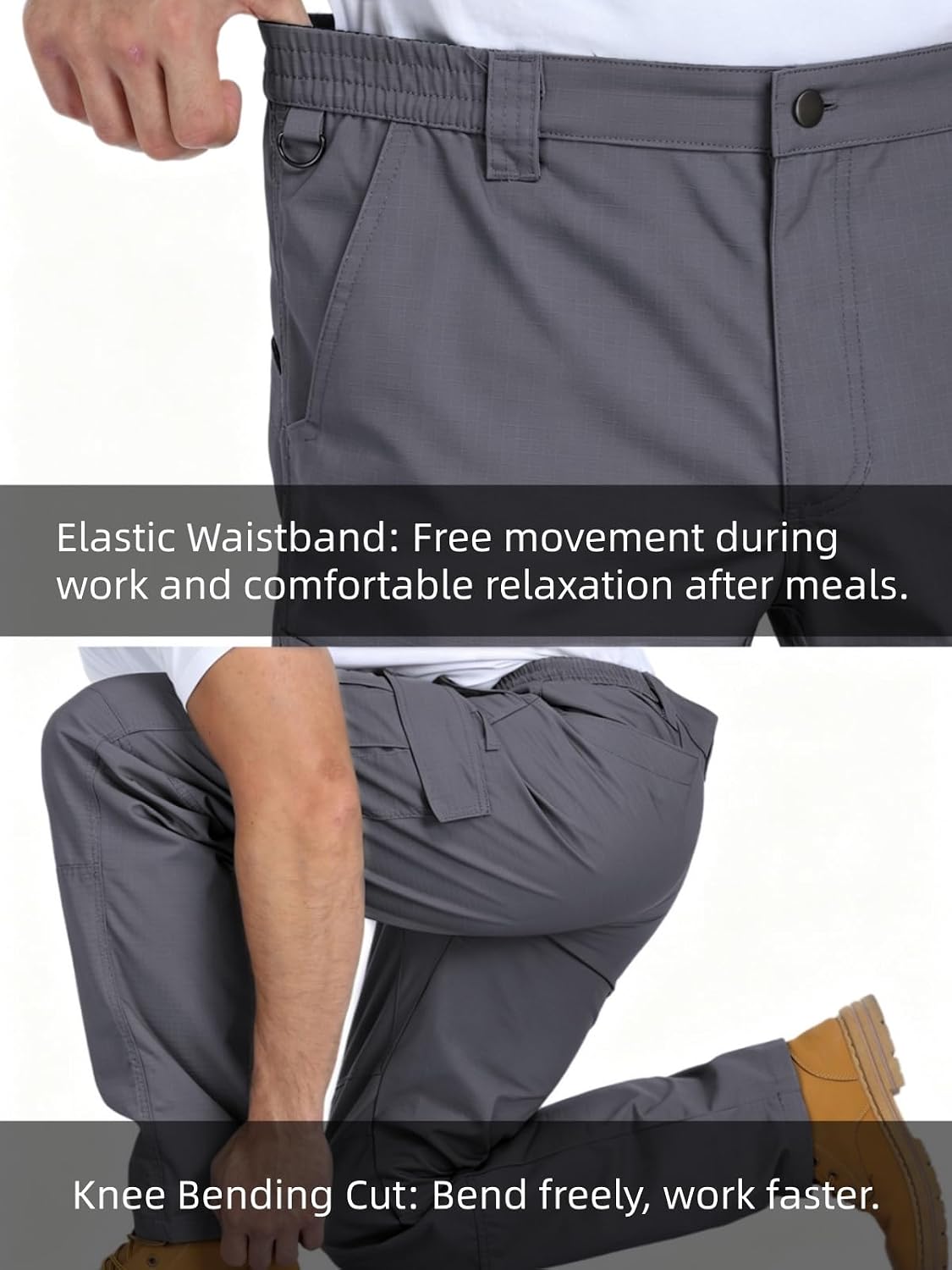 HDL Men's Cargo Work Pants Tactical Hiking Gear Ripstop Water Resistant 7 Pockets