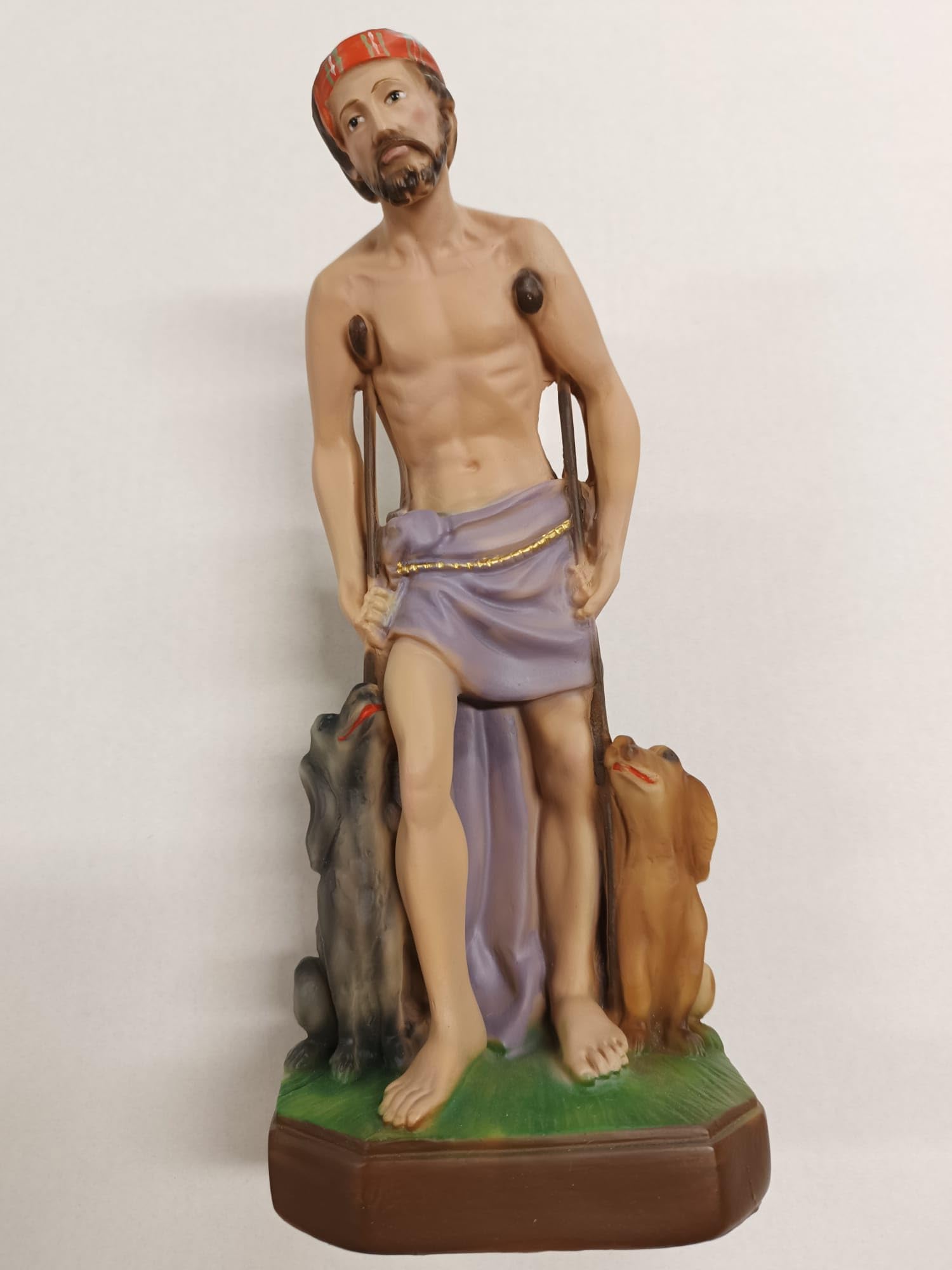 Generico ArteSacracaravaggio Statua di San Lazzaro cm 30 (11,81 inches) in marmo resina piena decorata a mano di produzione artigianale italiana