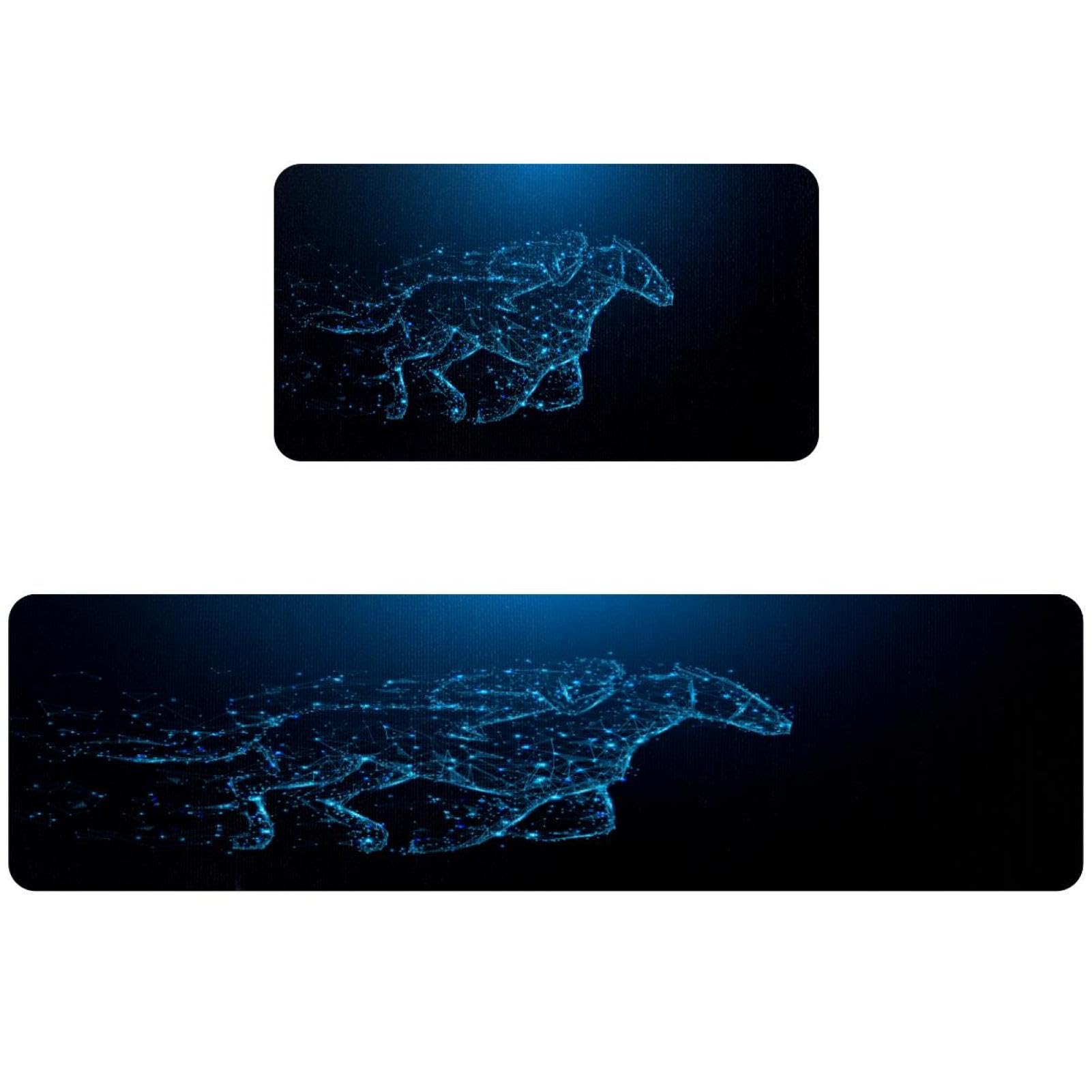 Tapis de cuisine lot de 2 motif équitation tapis antidérapant et lavable